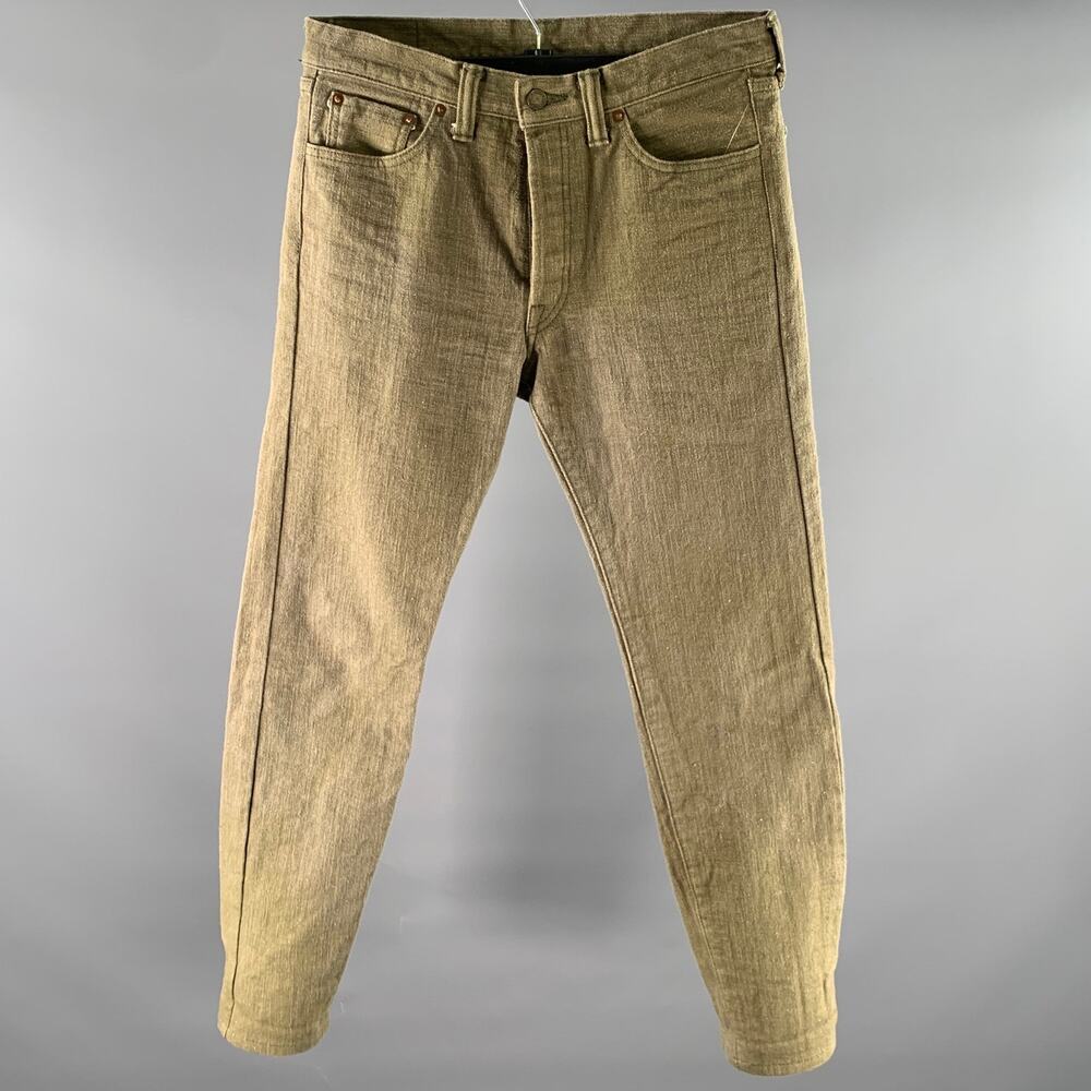 SAMURAI Size 30 Olive Cotton Slim Fit Jeans